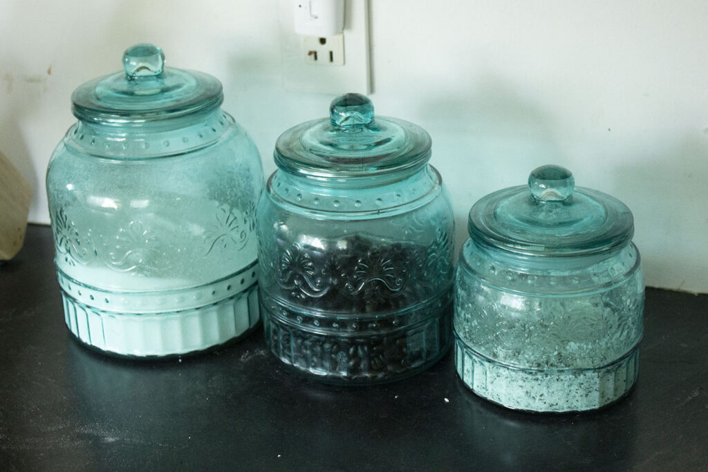 Turquoise blue canister set by Pioneer Woman