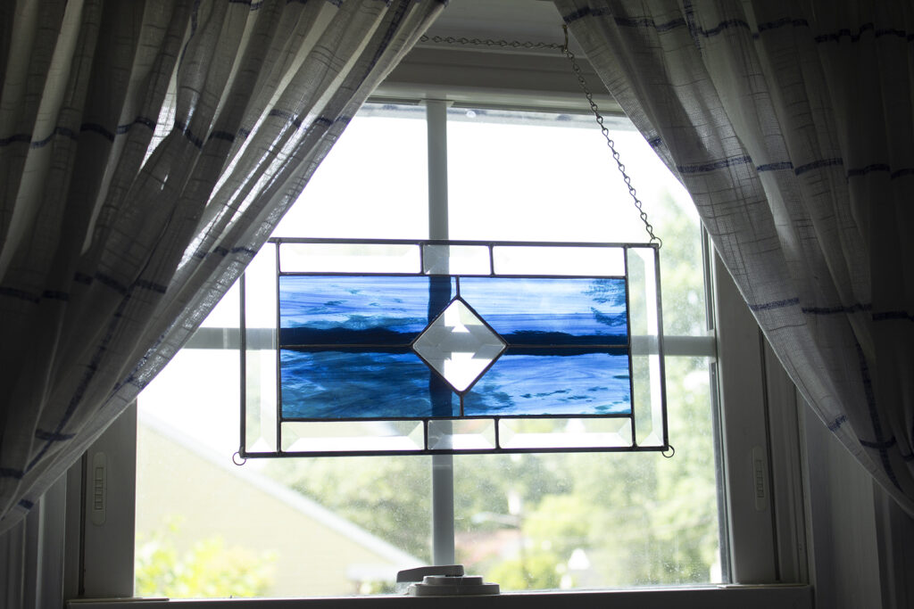 Cobalt Blue Stained Glass Art from Etsy