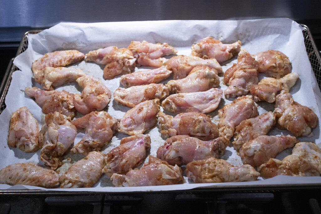 Chicken Wings in Air Fryer Basket