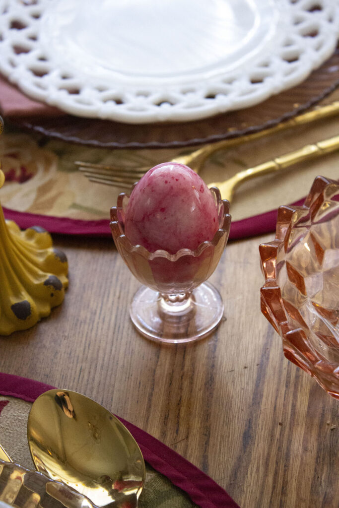 Hot Pink Alabaster Egg in Light Pink Egg Cup