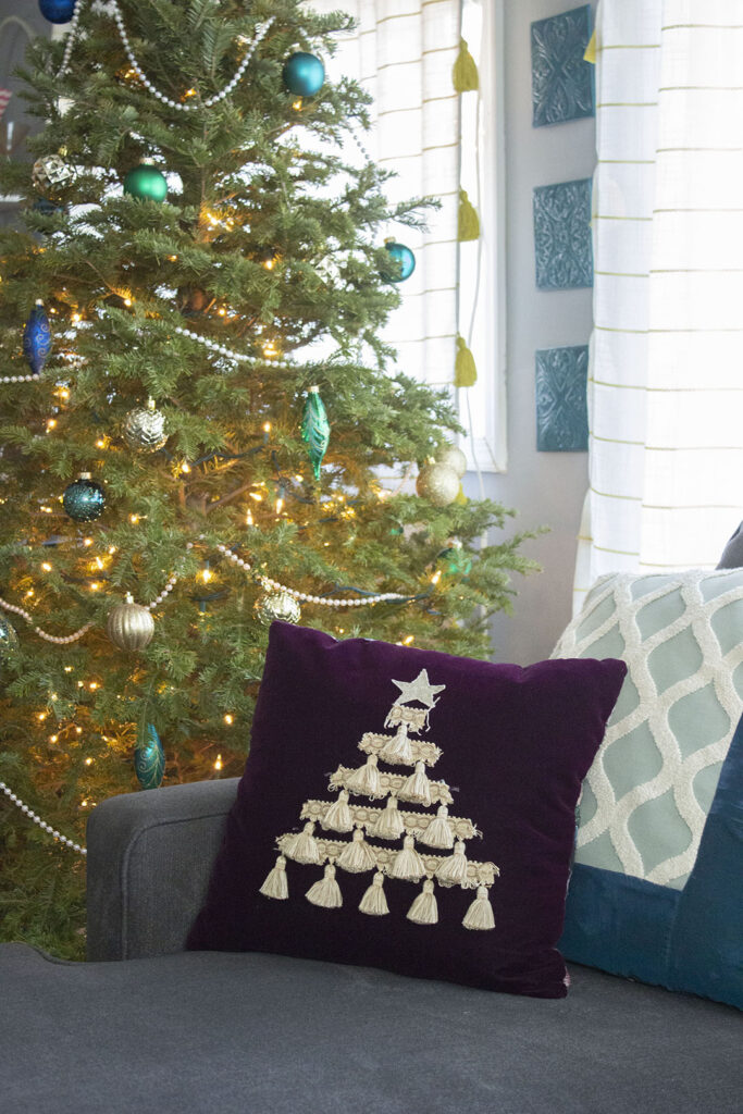 Easy DIY Christmas Decorations: Tassel Tree Pillow