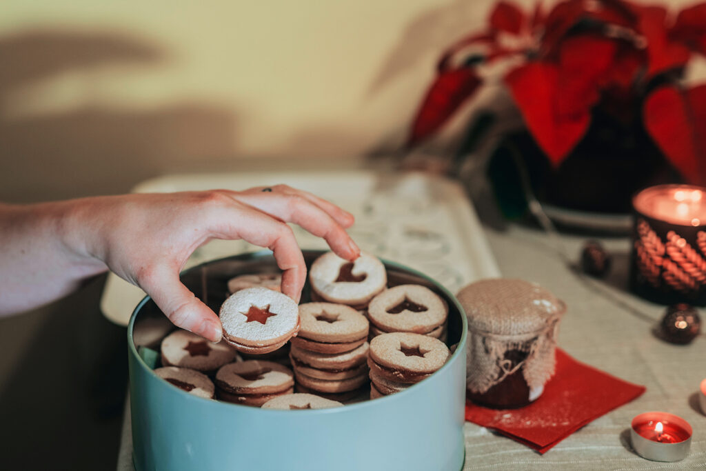 Tin of holiday cookies