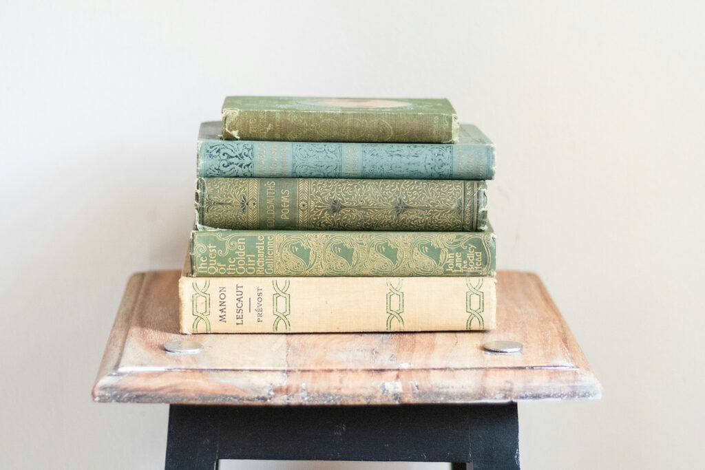 Stack of vintage books