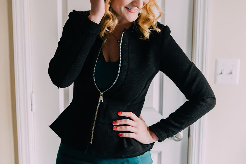 How to Wear Thrifted Clothes: Peplum Blazer in Black