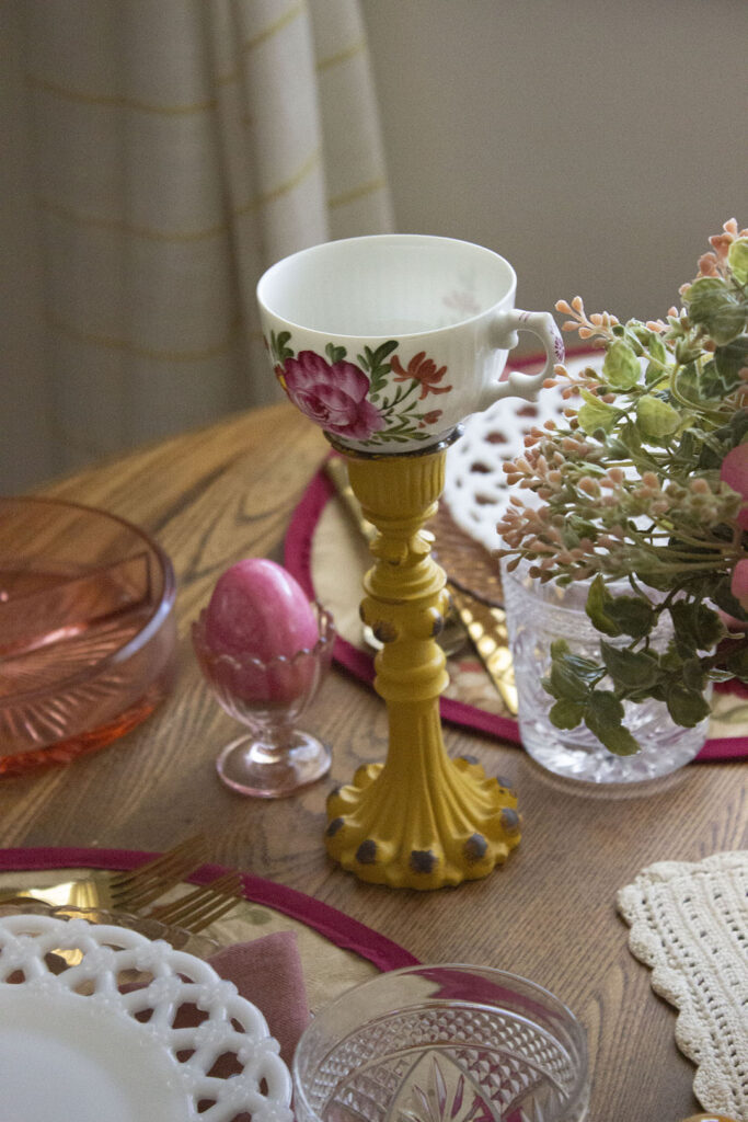 Teacup candlestick