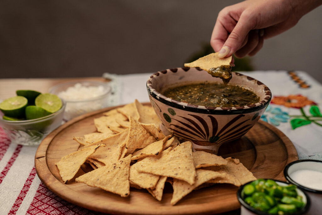 Salsa Verde with tortilla chips