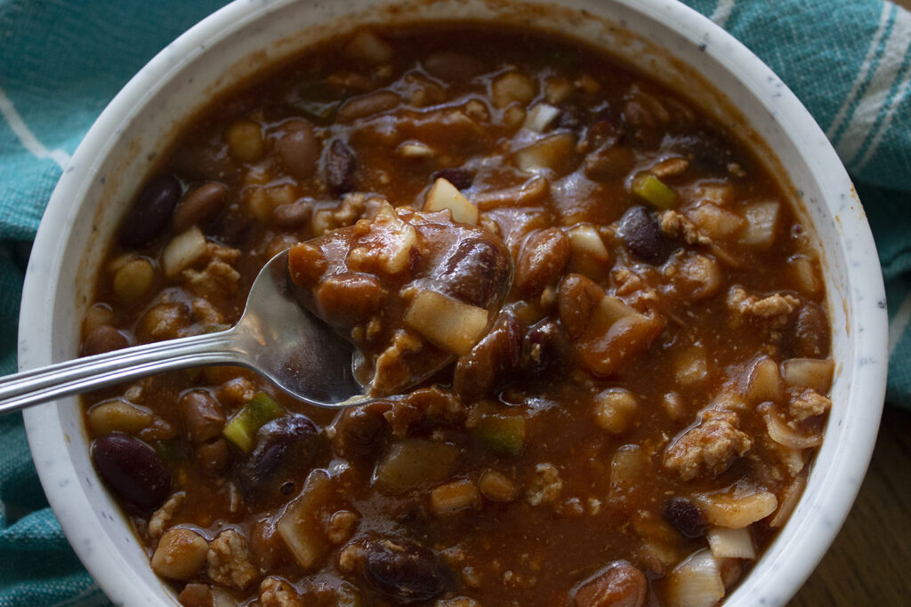 Bowl of turkey chili