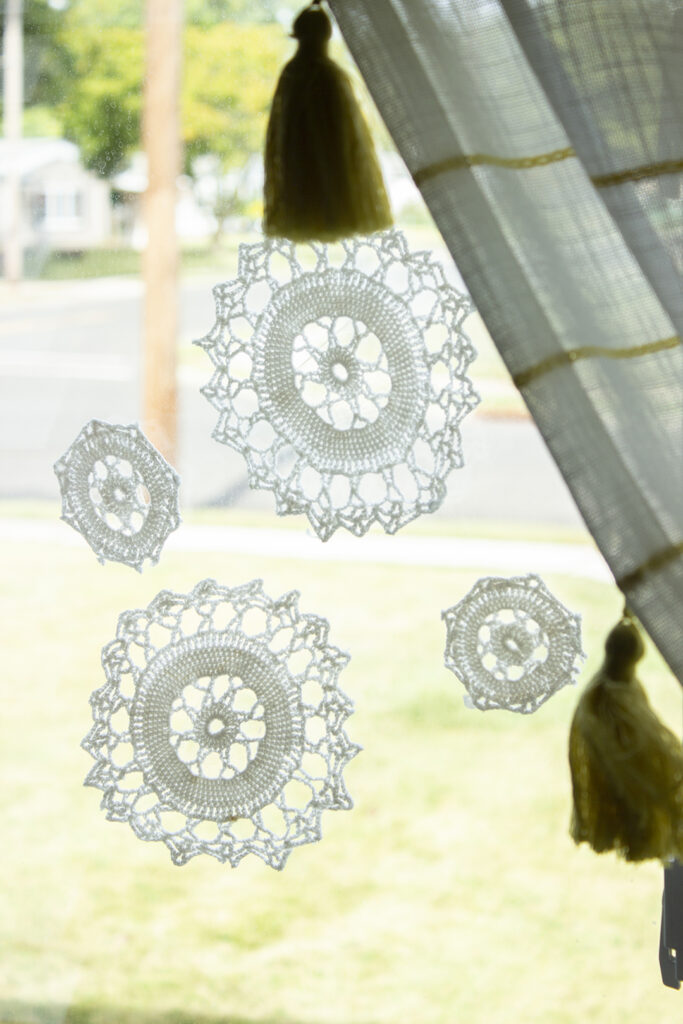 Doily Snowflakes in Window
