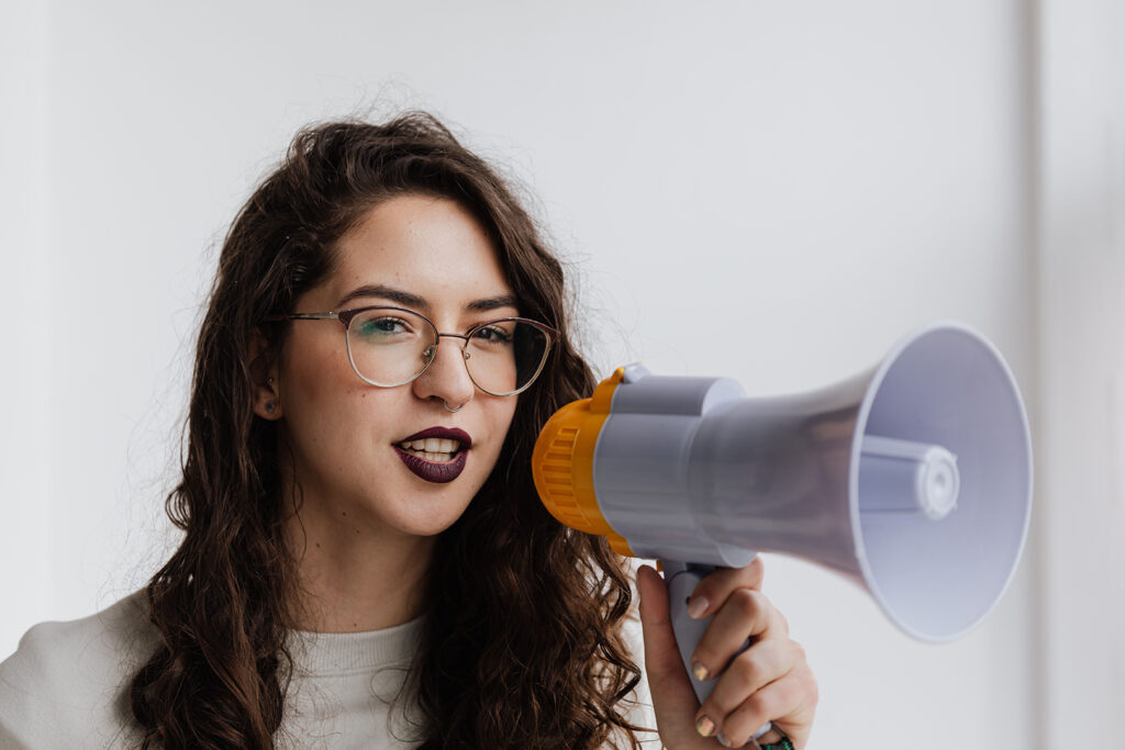 Christian Testimony: Woman with a megaphone